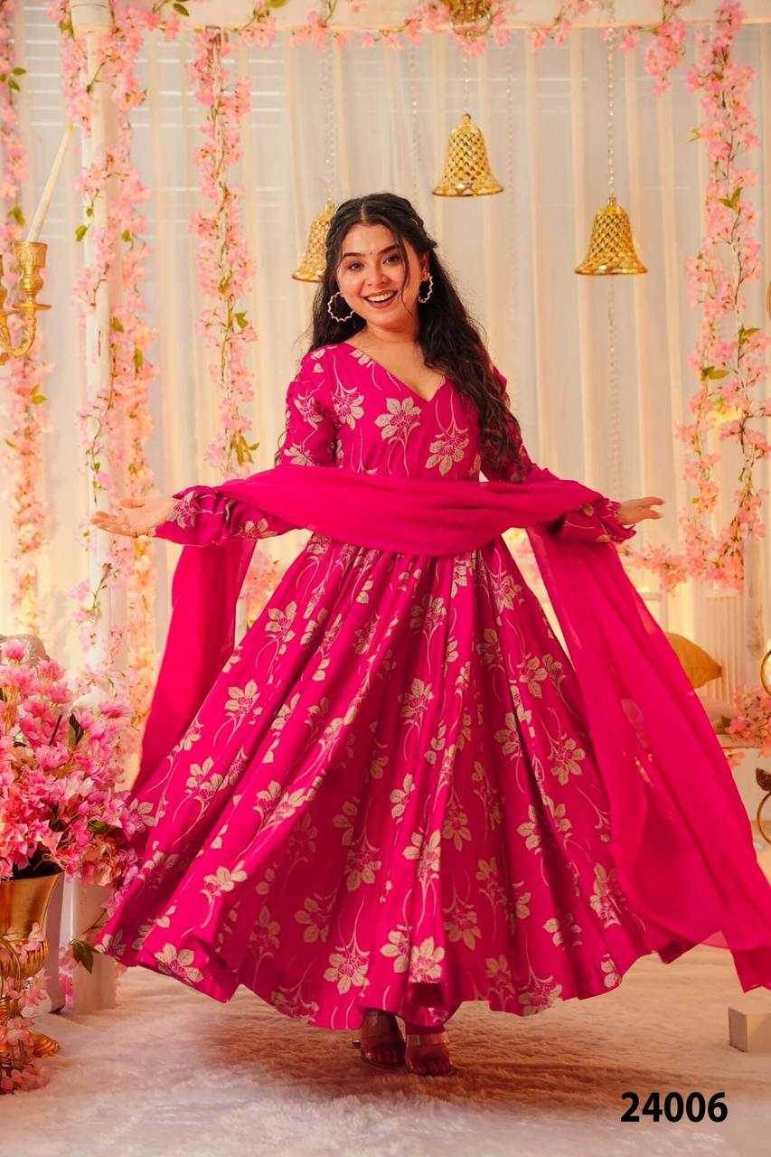 Elegant Heavy Rayon Gown with Exquisite Prints - MYLUXURY LANE ENTERPRISE